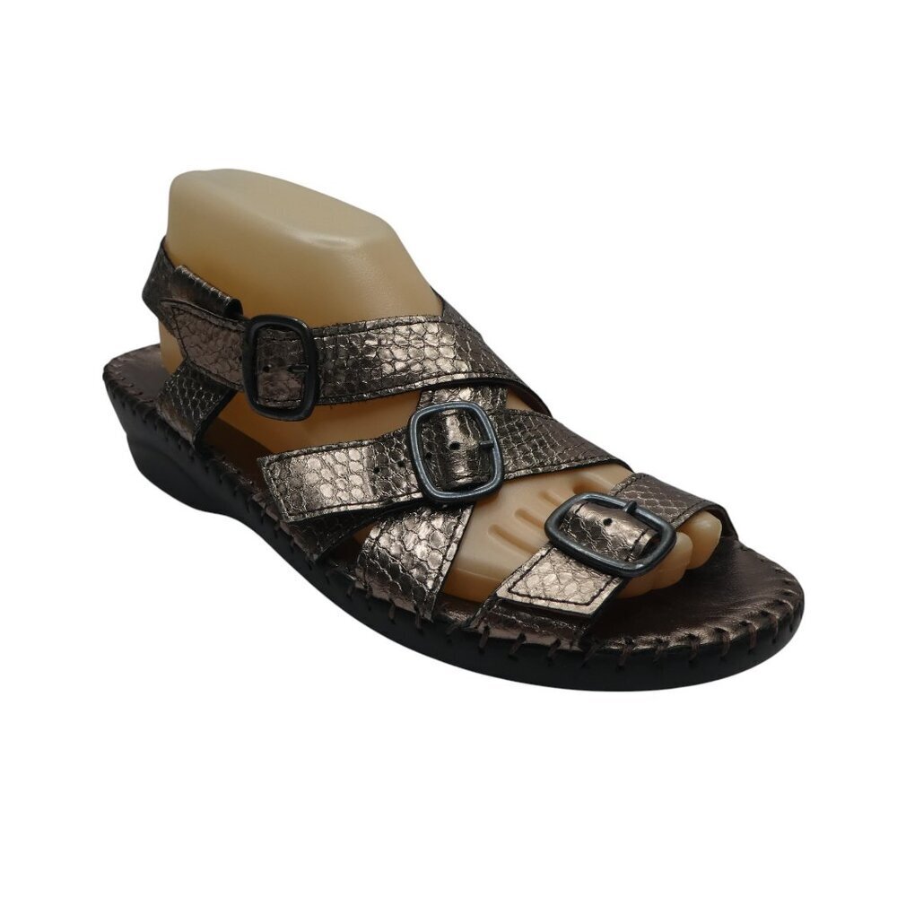 La Plume Snakeskin Print Leather Strappy Open Toe Comfort Sandals Women 40 US 10